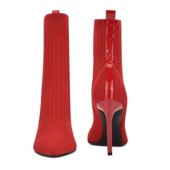 Red Knit Nine West Teoy Dress Booties - Picture 4 of 5